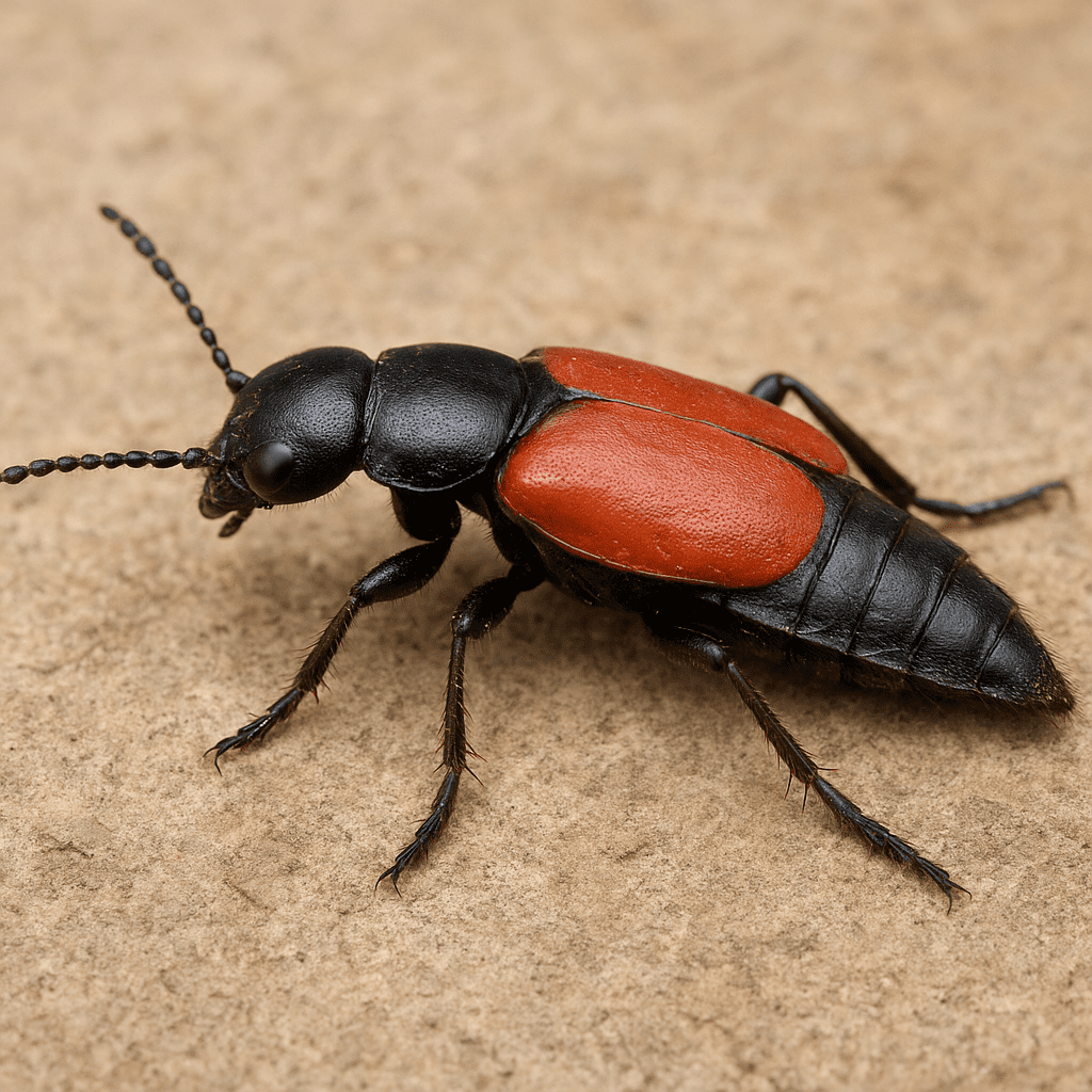 Kusak ciemny – Staphylinus erythropterus – kusakowate